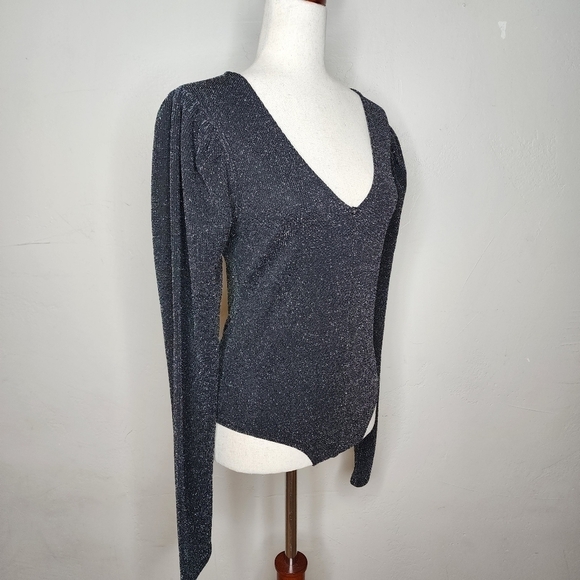 PAIGE Samina Black Metallic Bodysuit Size Medium - Picture 6 of 13